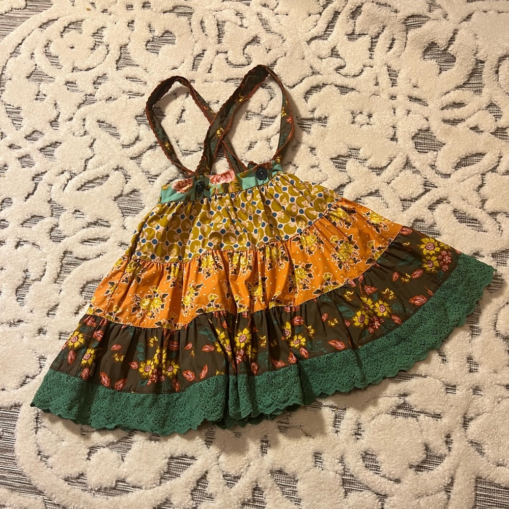Wild Flower | Skirt with hidden pockets & button halter straps | Size 6